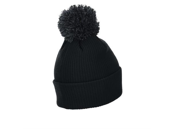 Snow PomPom Beanie BLK SR Klassisk lue med stor dusk 